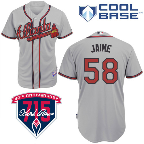 Juan Jaime #58 Youth Baseball Jersey-Atlanta Braves Authentic Road Gray Cool Base MLB Jersey